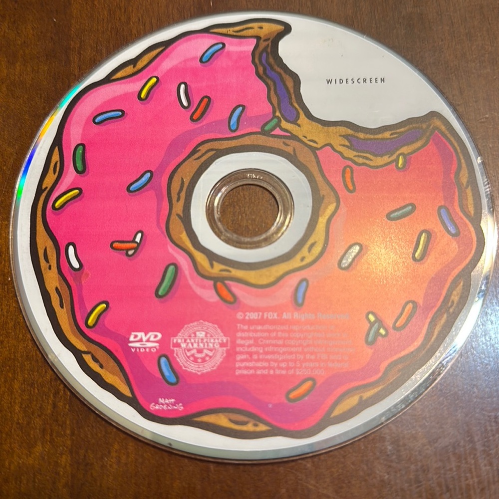 DVD: The Simpsons Movie DVD Widescreen Edition PG 13 Pink Frosted Donut Disc